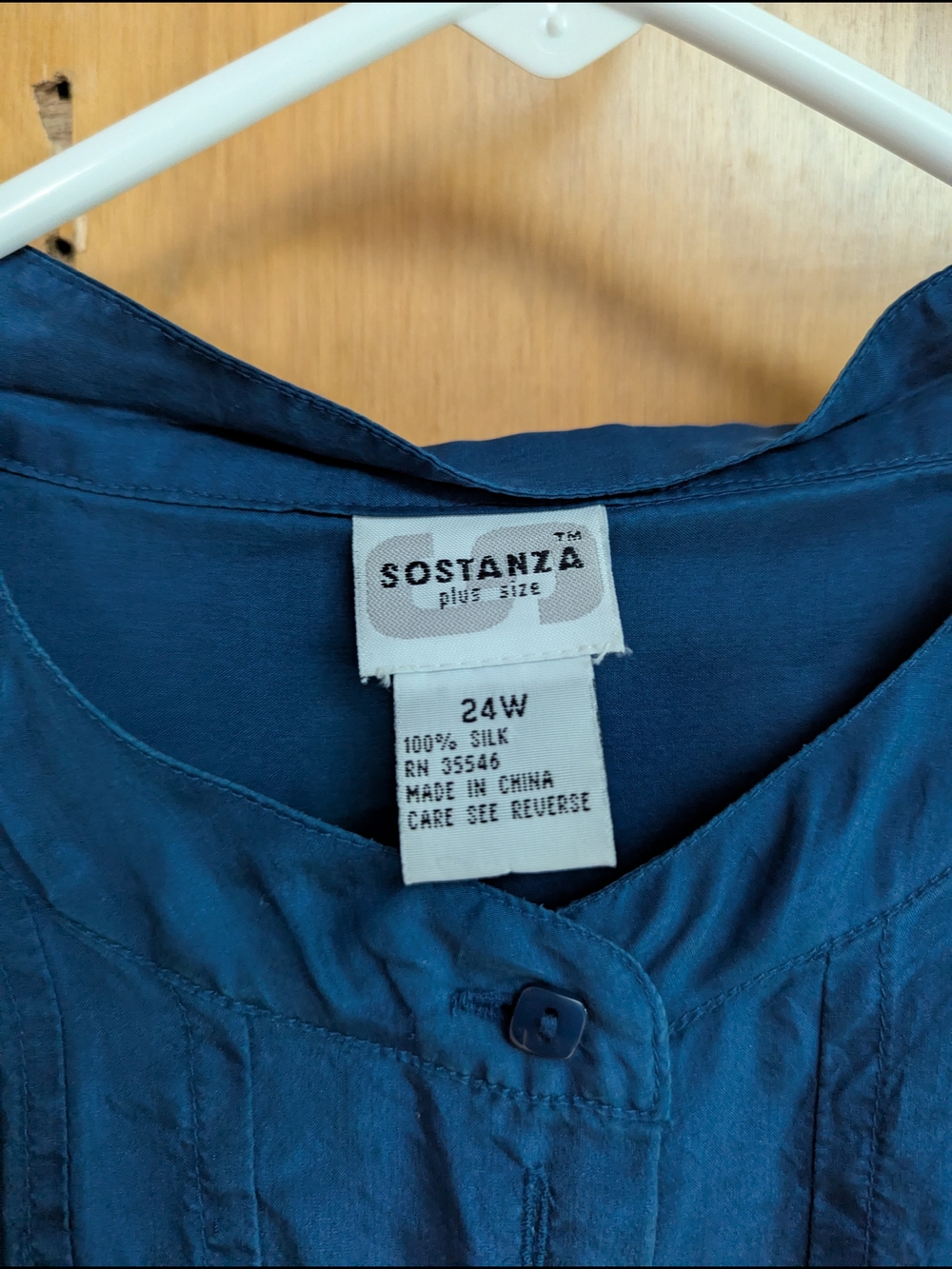 Deep Teal Blue Silk Lightweight Button-Front Tunic - Picture 3 of 3